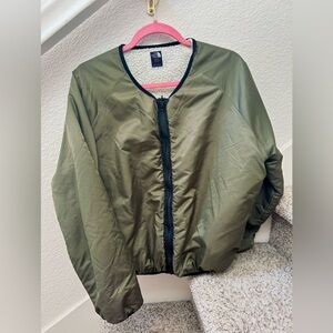 The North Face Olive Bomber Jacket with Sherpa Lining